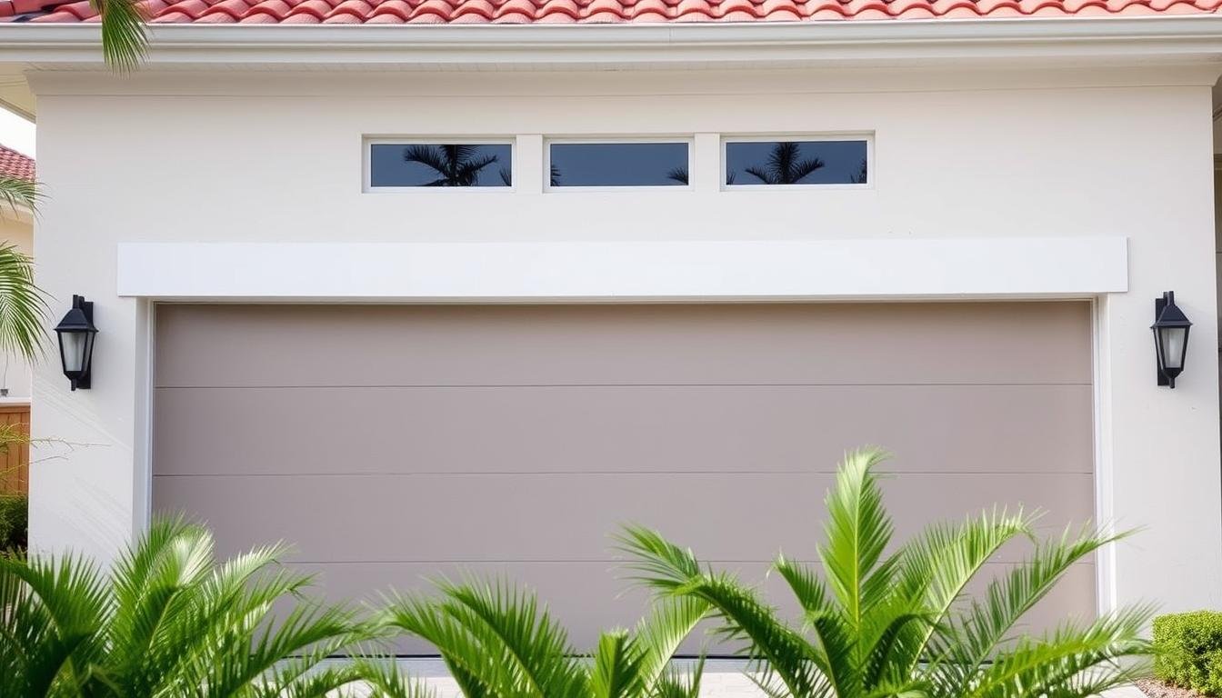 Modern sectional garage door on Fort Lauderdale home